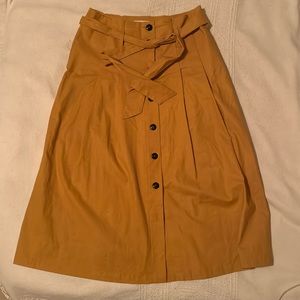EUC Sezane Belted Midi Skirt